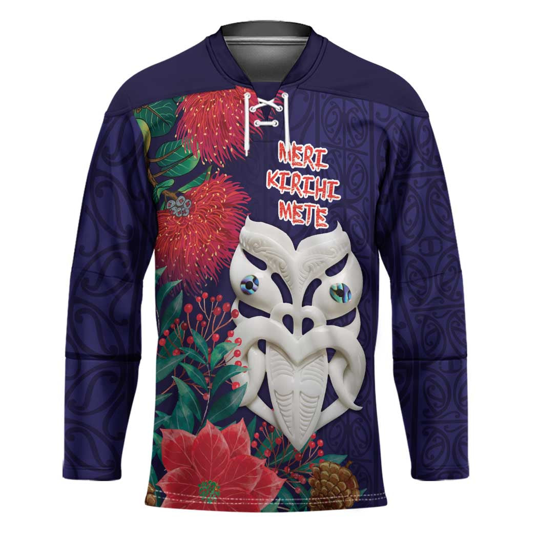 Maori Wheku Meri Kirihimete Personalised Hockey Jersey All Blue Indigenous Maori Motif - Polynesian Pride