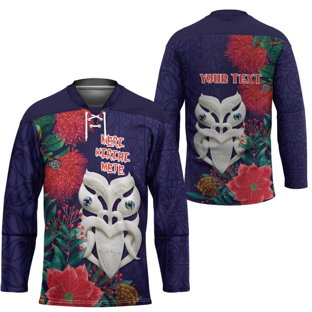 Maori Wheku Meri Kirihimete Personalised Hockey Jersey All Blue Indigenous Maori Motif LT9 - Polynesian Pride