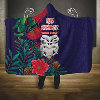 Maori Wheku Meri Kirihimete Personalised Hooded Blanket All Blue Indigenous Maori Motif LT9 - Polynesian Pride