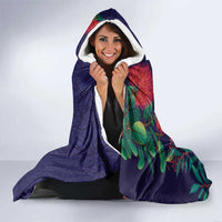 Maori Wheku Meri Kirihimete Personalised Hooded Blanket All Blue Indigenous Maori Motif LT9 - Polynesian Pride