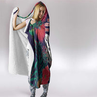Maori Wheku Meri Kirihimete Personalised Hooded Blanket All Blue Indigenous Maori Motif LT9 - Polynesian Pride