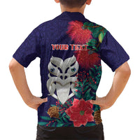 Maori Wheku Meri Kirihimete Personalised Kid Hawaiian Shirt All Blue Indigenous Maori Motif LT9 - Polynesian Pride
