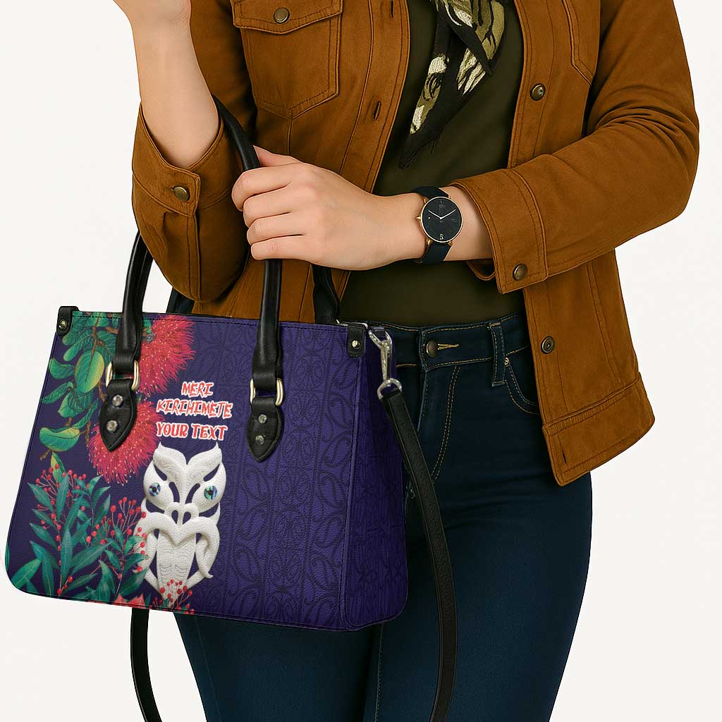 Maori Wheku Meri Kirihimete Personalised Leather Bag All Blue Indigenous Maori Motif - Polynesian Pride