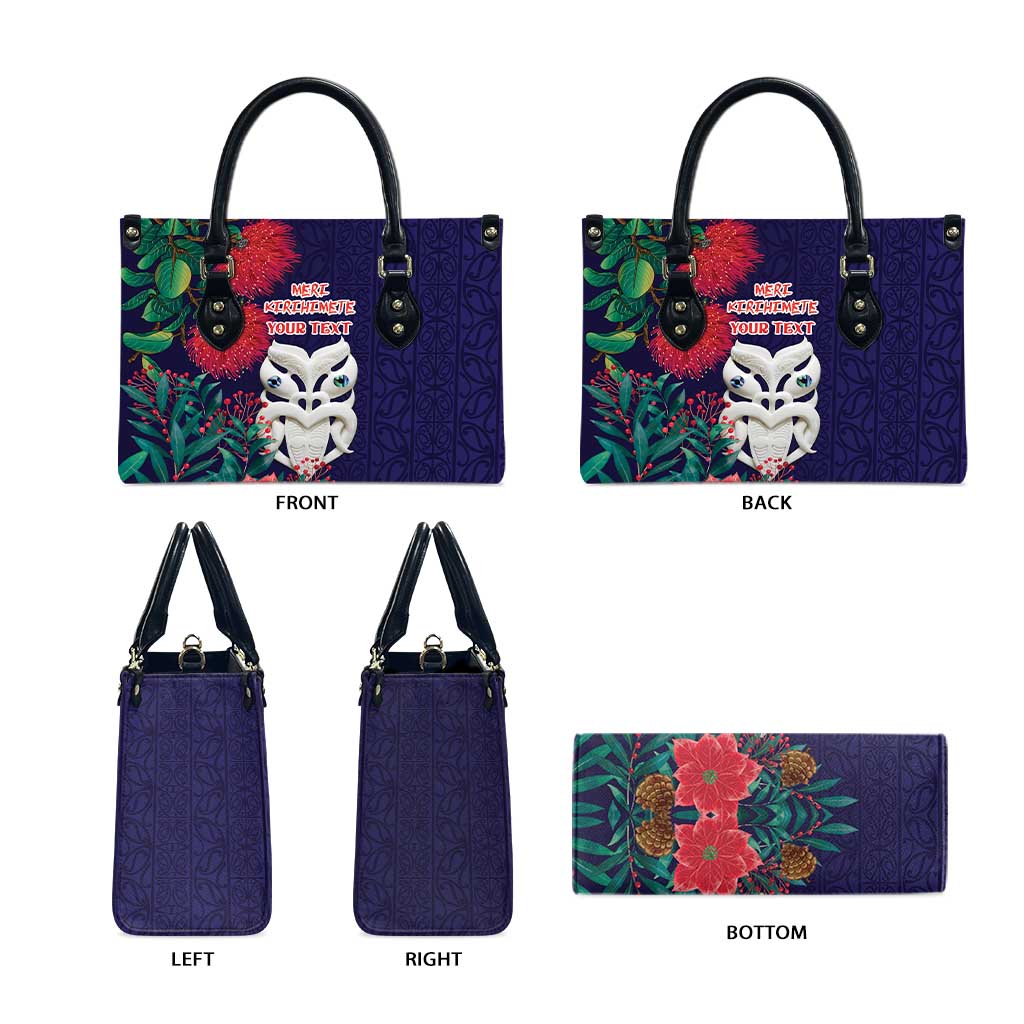 Maori Wheku Meri Kirihimete Personalised Leather Bag All Blue Indigenous Maori Motif - Polynesian Pride