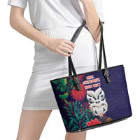 Maori Wheku Meri Kirihimete Personalised Leather Tote Bag All Blue Indigenous Maori Motif LT9 - Polynesian Pride