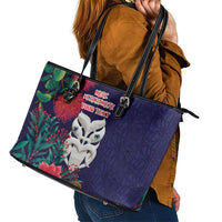 Maori Wheku Meri Kirihimete Personalised Leather Tote Bag All Blue Indigenous Maori Motif LT9 - Polynesian Pride