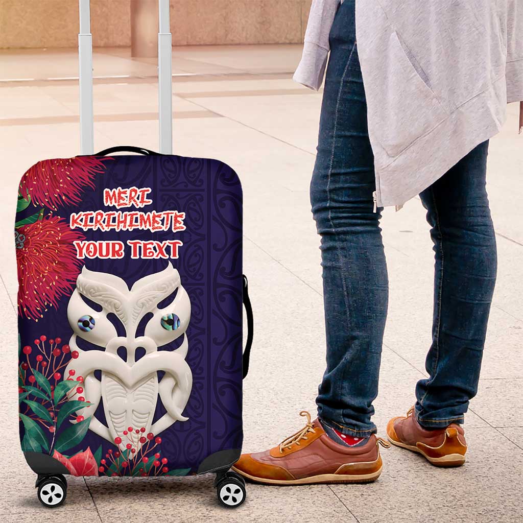 Maori Wheku Meri Kirihimete Personalised Luggage Cover All Blue Indigenous Maori Motif LT9 Blue - Polynesian Pride