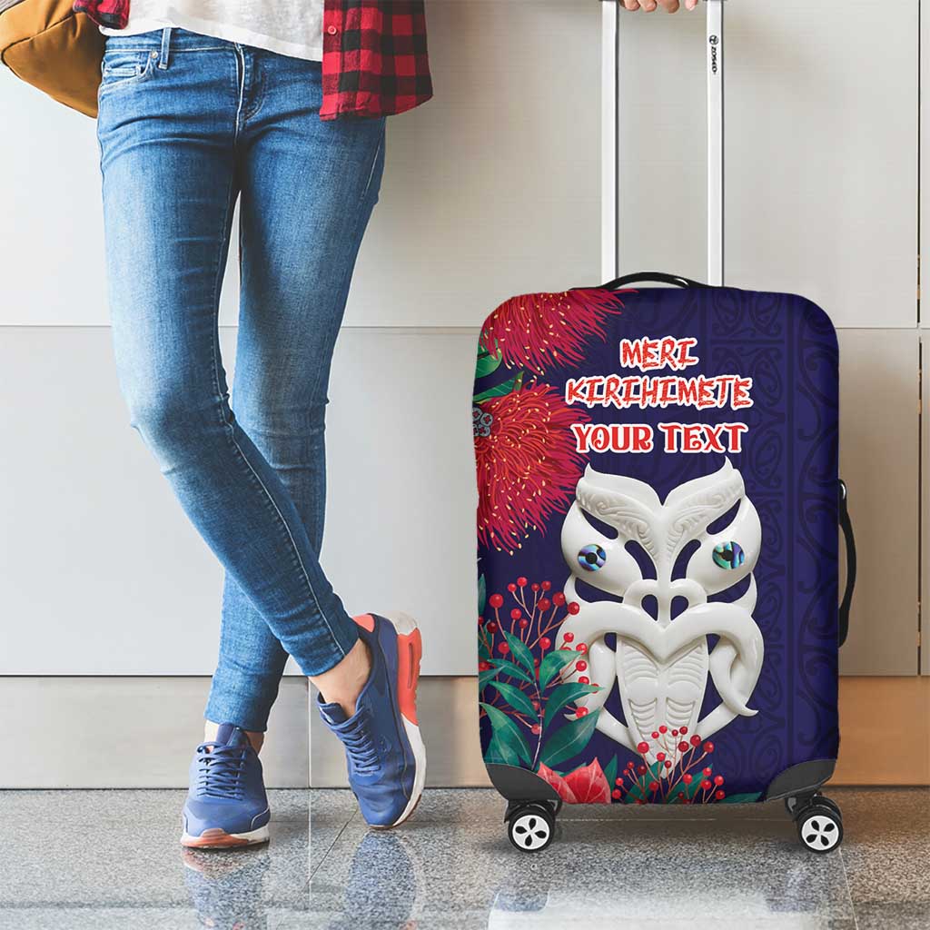Maori Wheku Meri Kirihimete Personalised Luggage Cover All Blue Indigenous Maori Motif LT9 - Polynesian Pride