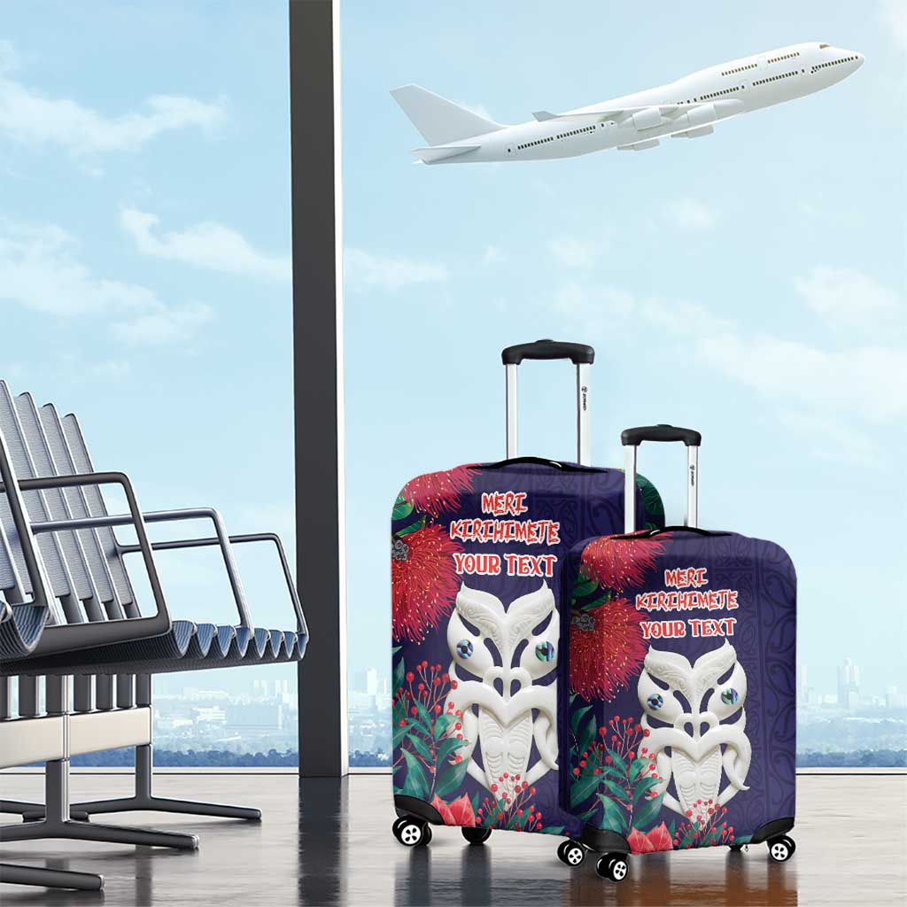 Maori Wheku Meri Kirihimete Personalised Luggage Cover All Blue Indigenous Maori Motif LT9 - Polynesian Pride