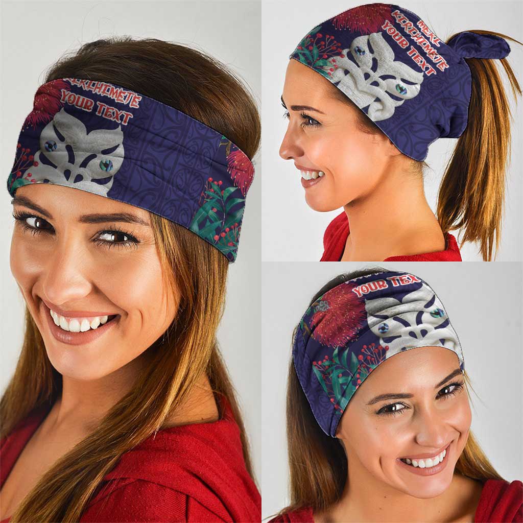 Maori Wheku Meri Kirihimete Personalised Neck Gaiter All Blue Indigenous Maori Motif - Polynesian Pride
