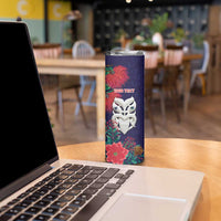 Maori Wheku Meri Kirihimete Personalised Skinny Tumbler All Blue Indigenous Maori Motif LT9 - Polynesian Pride