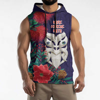 Maori Wheku Meri Kirihimete Personalised Sleeveless Hoodie All Blue Indigenous Maori Motif LT9 - Polynesian Pride