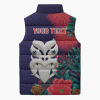 Maori Wheku Meri Kirihimete Personalised Sleeveless Puffer Jacket All Blue Indigenous Maori Motif LT9 - Polynesian Pride
