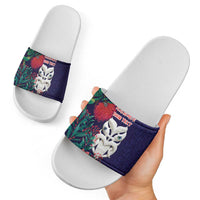 Maori Wheku Meri Kirihimete Personalised Slide Sandals All Blue Indigenous Maori Motif - Polynesian Pride