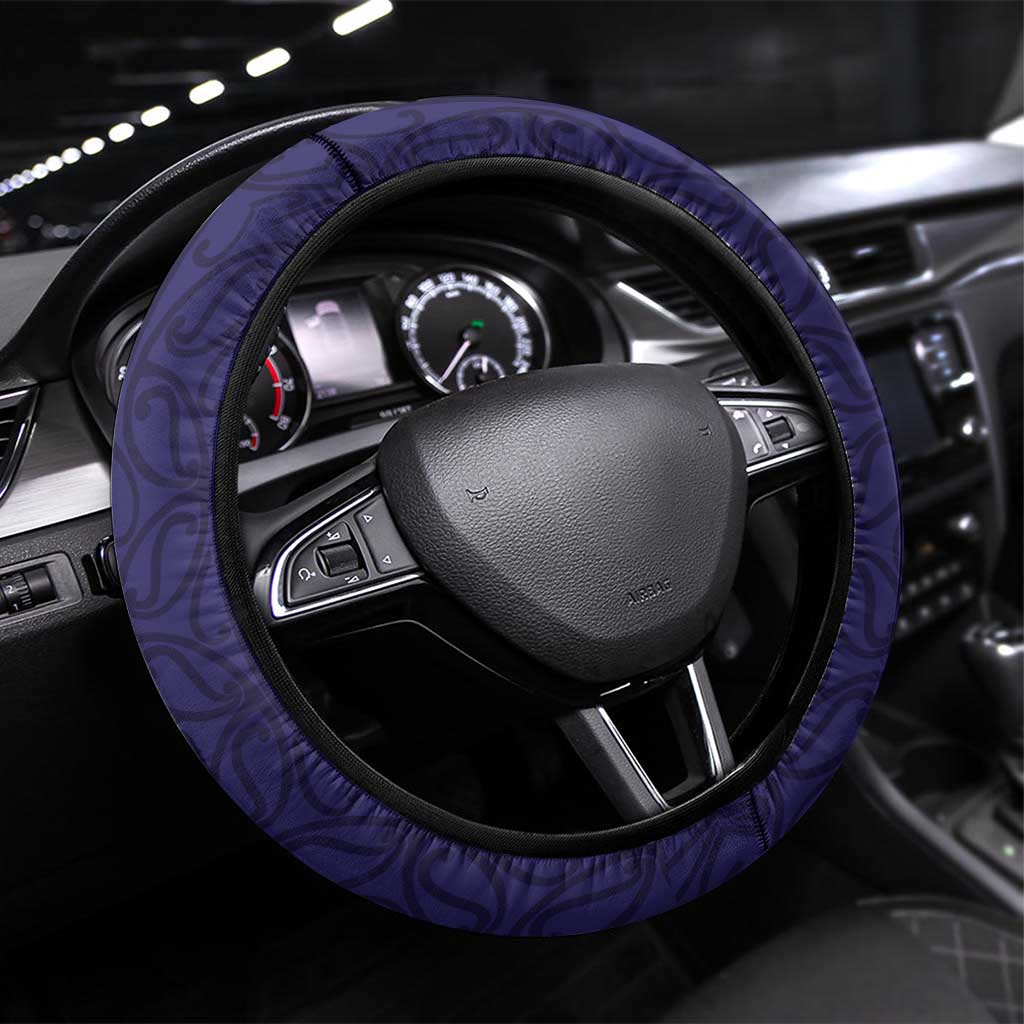 Maori Wheku Meri Kirihimete Steering Wheel Cover All Blue Indigenous Maori Motif - Polynesian Pride