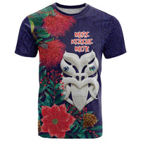 Maori Wheku Meri Kirihimete Personalised T Shirt All Blue Indigenous Maori Motif LT9 Blue - Polynesian Pride