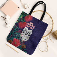 Maori Wheku Meri Kirihimete Personalised Tote Bag All Blue Indigenous Maori Motif - Polynesian Pride