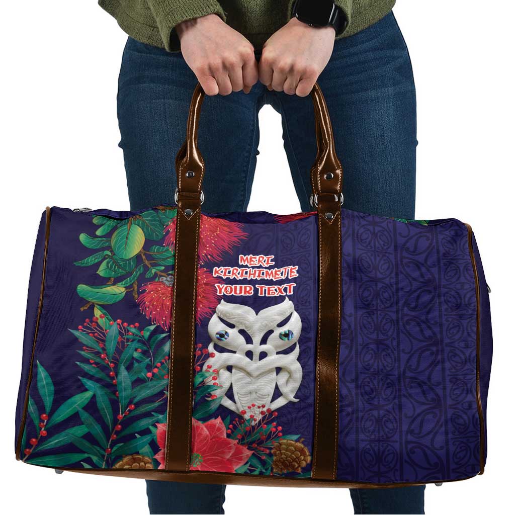 Maori Wheku Meri Kirihimete Personalised Travel Bag All Blue Indigenous Maori Motif LT9 Blue - Polynesian Pride