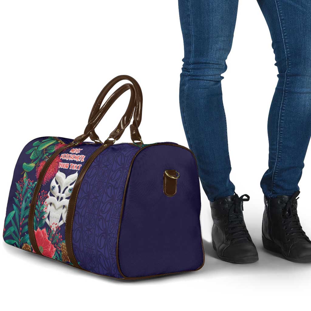 Maori Wheku Meri Kirihimete Personalised Travel Bag All Blue Indigenous Maori Motif LT9 - Polynesian Pride