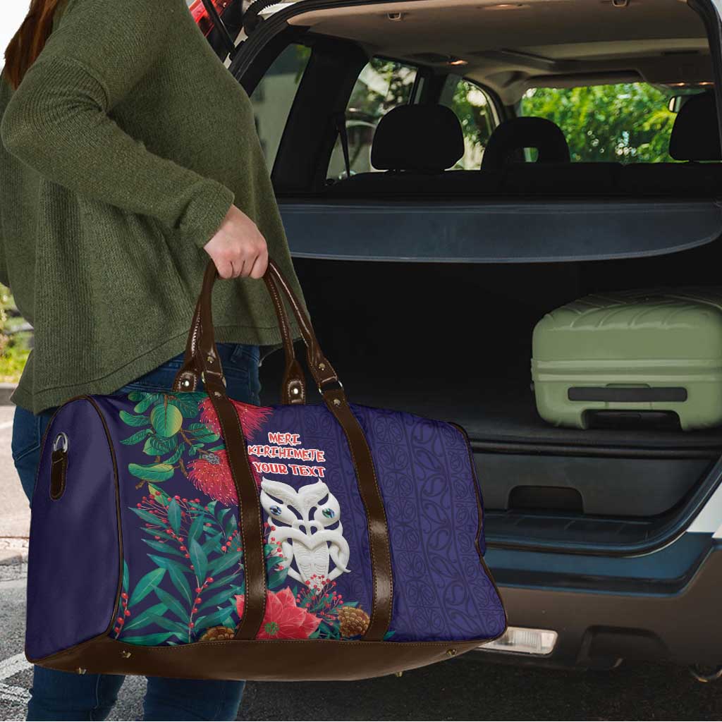 Maori Wheku Meri Kirihimete Personalised Travel Bag All Blue Indigenous Maori Motif LT9 - Polynesian Pride