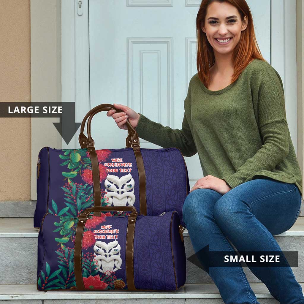 Maori Wheku Meri Kirihimete Personalised Travel Bag All Blue Indigenous Maori Motif LT9 - Polynesian Pride