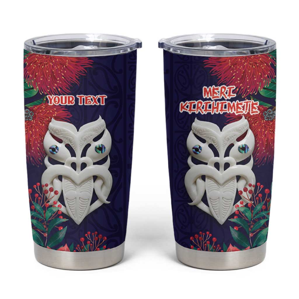 Maori Wheku Meri Kirihimete Personalised Tumbler Cup All Blue Indigenous Maori Motif LT9 Blue - Polynesian Pride