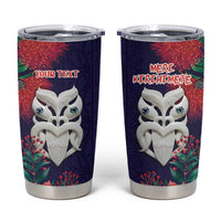 Maori Wheku Meri Kirihimete Personalised Tumbler Cup All Blue Indigenous Maori Motif LT9 Blue - Polynesian Pride