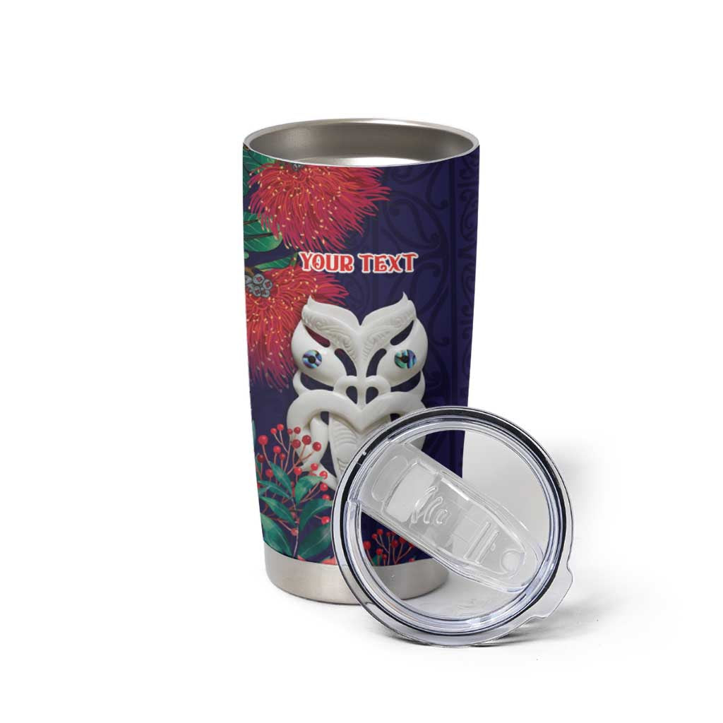 Maori Wheku Meri Kirihimete Personalised Tumbler Cup All Blue Indigenous Maori Motif LT9 - Polynesian Pride
