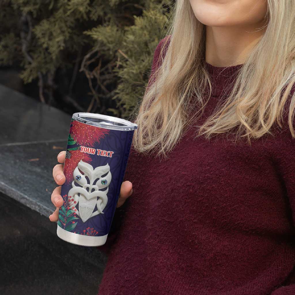 Maori Wheku Meri Kirihimete Personalised Tumbler Cup All Blue Indigenous Maori Motif LT9 - Polynesian Pride
