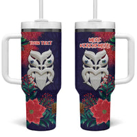 Maori Wheku Meri Kirihimete Personalised Tumbler With Handle All Blue Indigenous Maori Motif LT9 One Size: 40 oz Blue - Polynesian Pride