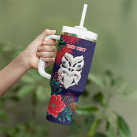 Maori Wheku Meri Kirihimete Personalised Tumbler With Handle All Blue Indigenous Maori Motif LT9 - Polynesian Pride