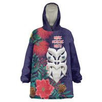 Maori Wheku Meri Kirihimete Personalised Wearable Blanket Hoodie All Blue Indigenous Maori Motif LT9 One Size Blue - Polynesian Pride