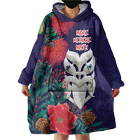 Maori Wheku Meri Kirihimete Personalised Wearable Blanket Hoodie All Blue Indigenous Maori Motif LT9 - Polynesian Pride
