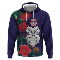 Maori Wheku Meri Kirihimete Personalised Zip Hoodie All Blue Indigenous Maori Motif LT9 Pullover Hoodie Blue - Polynesian Pride