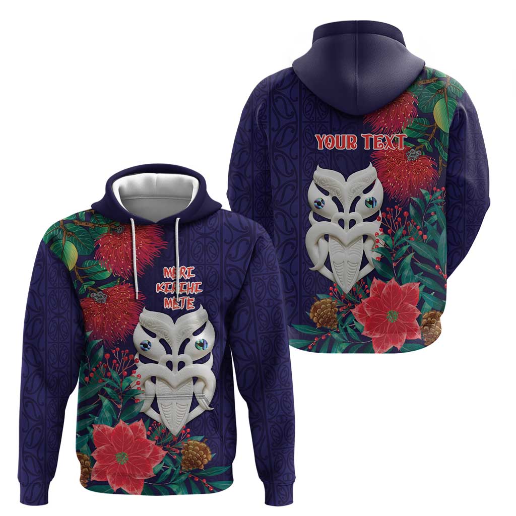 Maori Wheku Meri Kirihimete Personalised Zip Hoodie All Blue Indigenous Maori Motif LT9 - Polynesian Pride