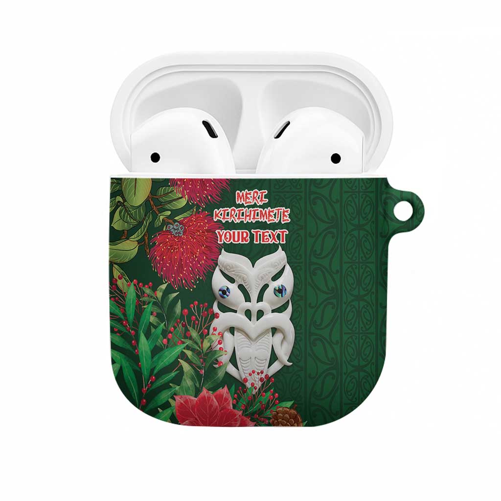 Maori Wheku Meri Kirihimete Personalised AirPods Case All Green Indigenous Maori Motif LT9 Green - Polynesian Pride