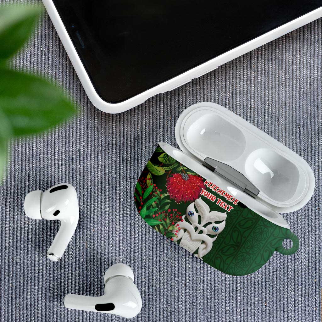 Maori Wheku Meri Kirihimete Personalised AirPods Case All Green Indigenous Maori Motif LT9 - Polynesian Pride