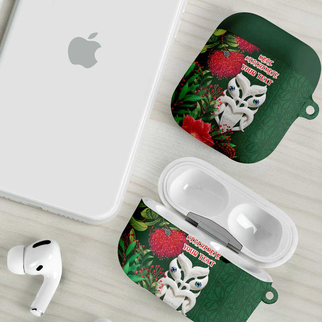 Maori Wheku Meri Kirihimete Personalised AirPods Case All Green Indigenous Maori Motif LT9 - Polynesian Pride