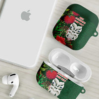 Maori Wheku Meri Kirihimete Personalised AirPods Case All Green Indigenous Maori Motif LT9 - Polynesian Pride