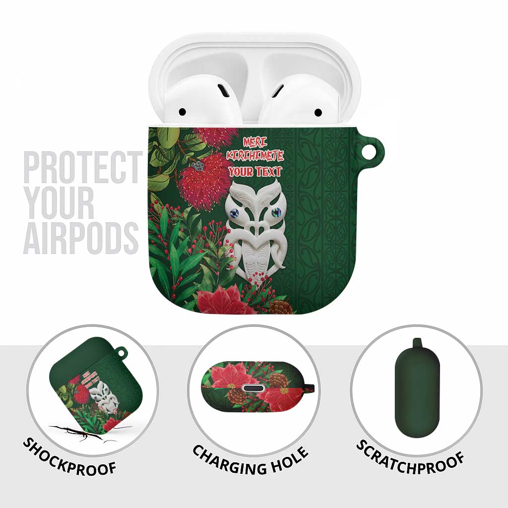 Maori Wheku Meri Kirihimete Personalised AirPods Case All Green Indigenous Maori Motif LT9 - Polynesian Pride