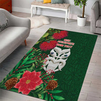 Maori Wheku Meri Kirihimete Personalised Area Rug All Green Indigenous Maori Motif LT9 - Polynesian Pride