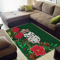 Maori Wheku Meri Kirihimete Personalised Area Rug All Green Indigenous Maori Motif LT9 - Polynesian Pride