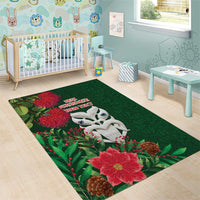 Maori Wheku Meri Kirihimete Personalised Area Rug All Green Indigenous Maori Motif LT9 - Polynesian Pride