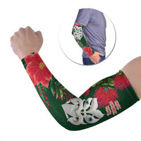 Maori Wheku Meri Kirihimete Personalised Arm Sleeves All Green Indigenous Maori Motif LT9 Set of 2 Green - Polynesian Pride
