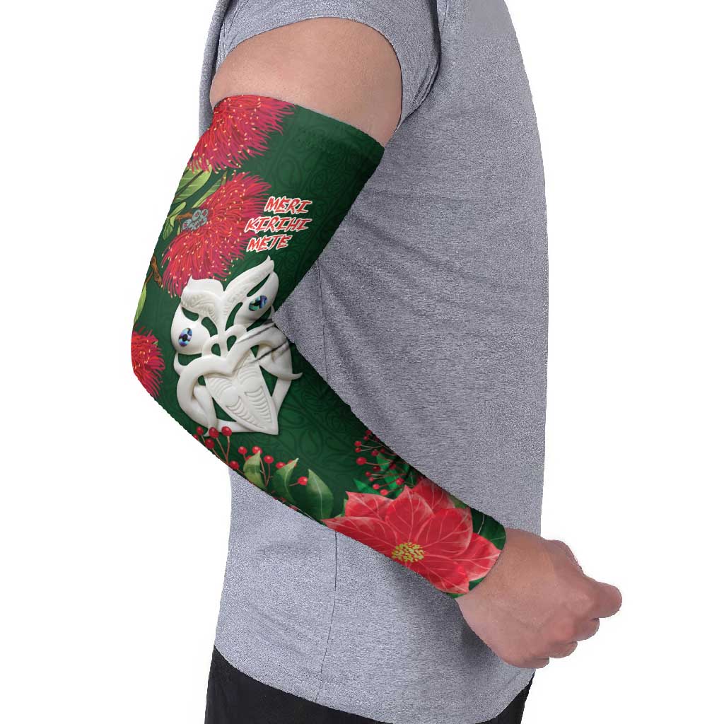 Maori Wheku Meri Kirihimete Personalised Arm Sleeves All Green Indigenous Maori Motif LT9 - Polynesian Pride