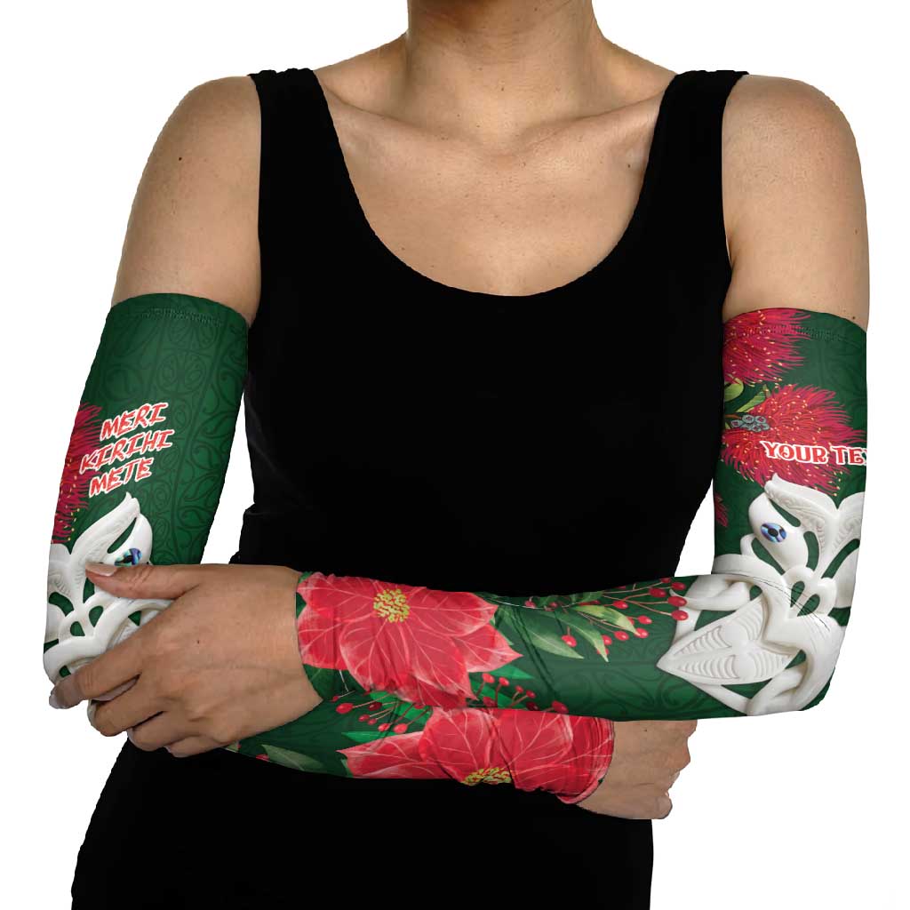 Maori Wheku Meri Kirihimete Personalised Arm Sleeves All Green Indigenous Maori Motif LT9 - Polynesian Pride