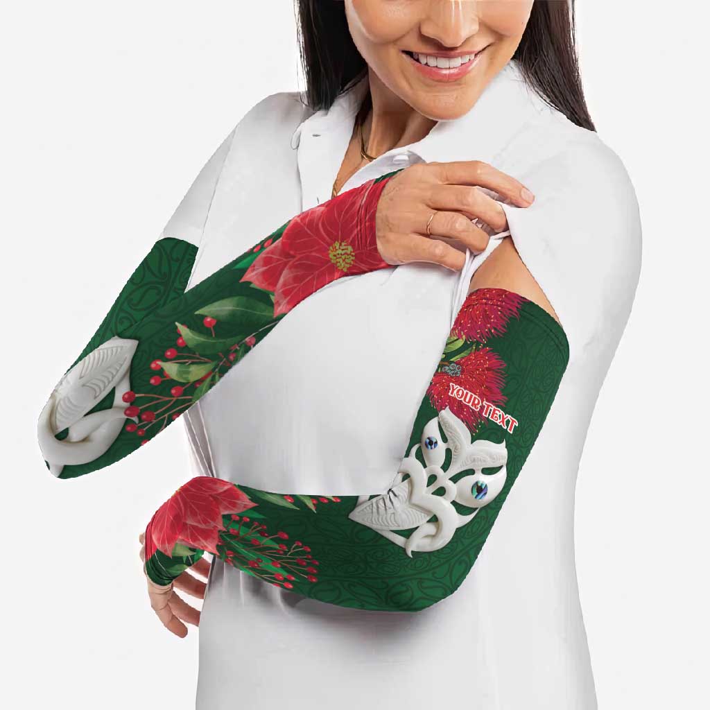 Maori Wheku Meri Kirihimete Personalised Arm Sleeves All Green Indigenous Maori Motif LT9 - Polynesian Pride