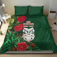 Maori Wheku Meri Kirihimete Personalised Bedding Set All Green Indigenous Maori Motif - Polynesian Pride
