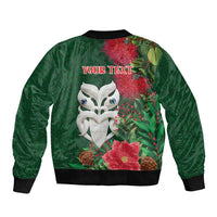 Maori Wheku Meri Kirihimete Personalised Bomber Jacket All Green Indigenous Maori Motif LT9 - Polynesian Pride
