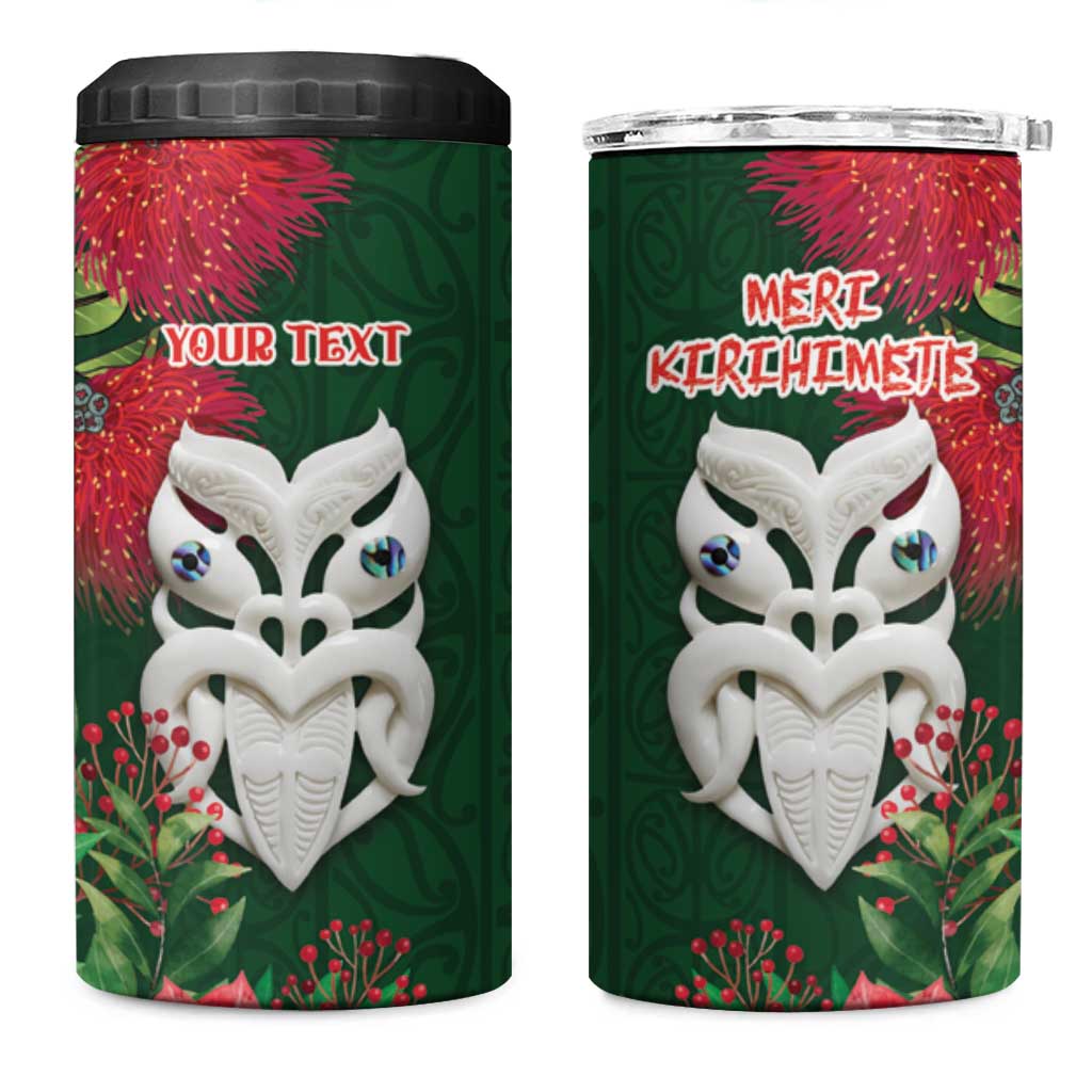 Maori Wheku Meri Kirihimete Personalised 4 in 1 Can Cooler Tumbler All Green Indigenous Maori Motif LT9 One Size: 16 oz Green - Polynesian Pride